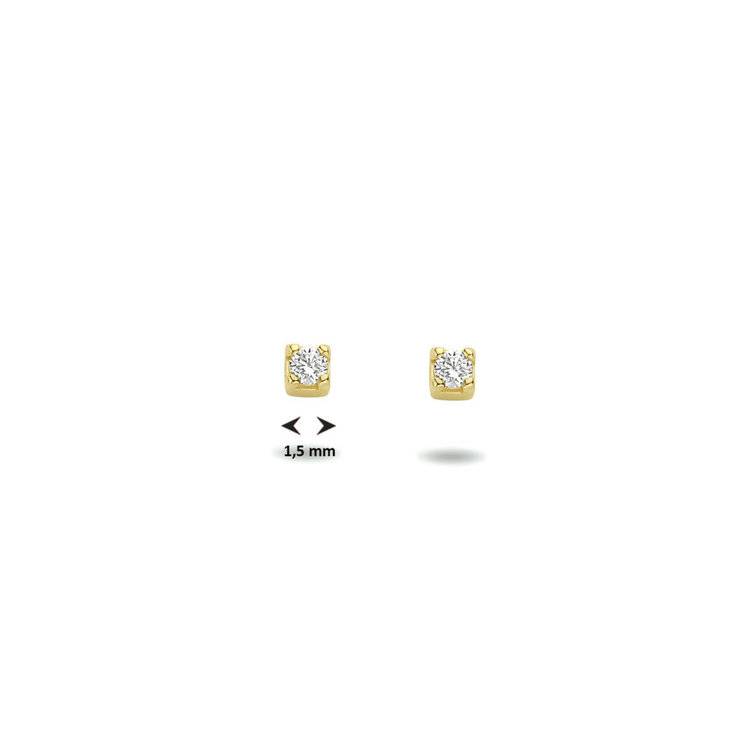 oorknoppen zirkonia 14K geelgoud