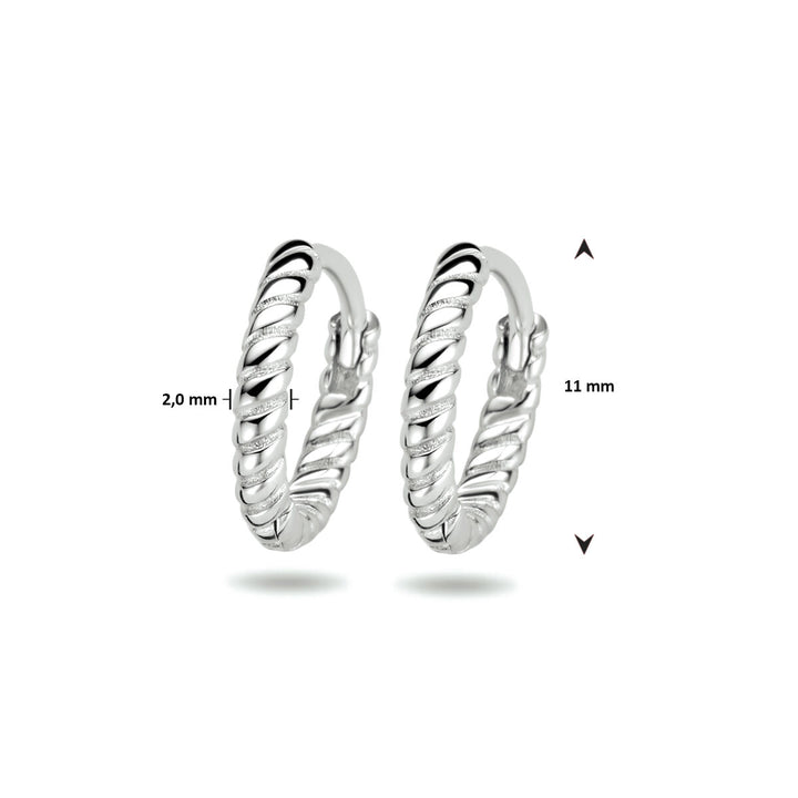 klapoorringen gedraaid zilver gerhodineerd