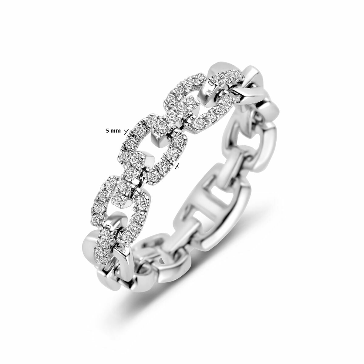 pierścionek elastyczne ogniwo i diament 0.24ct si 14K białe złoto