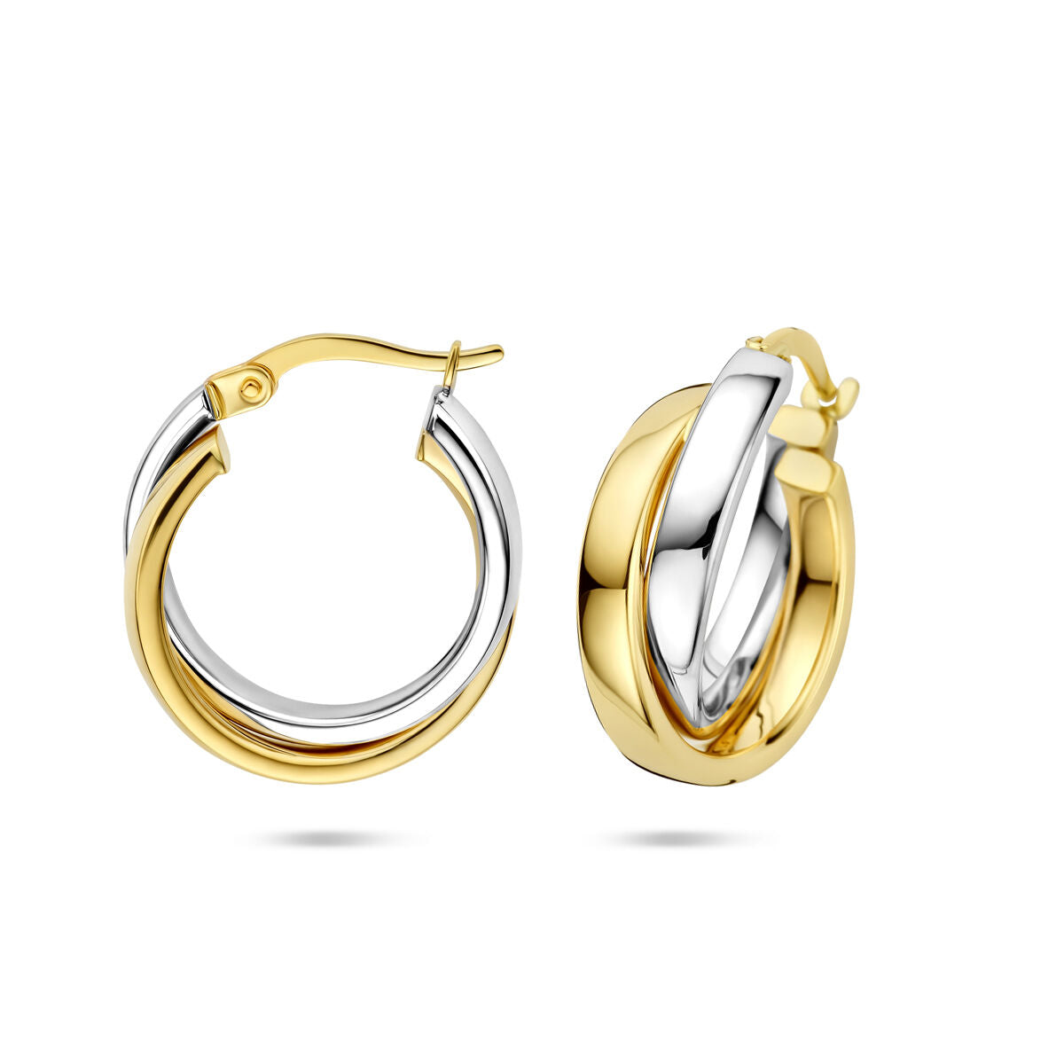 Bicolor kolczyki koła – 14k żółte i białe złoto