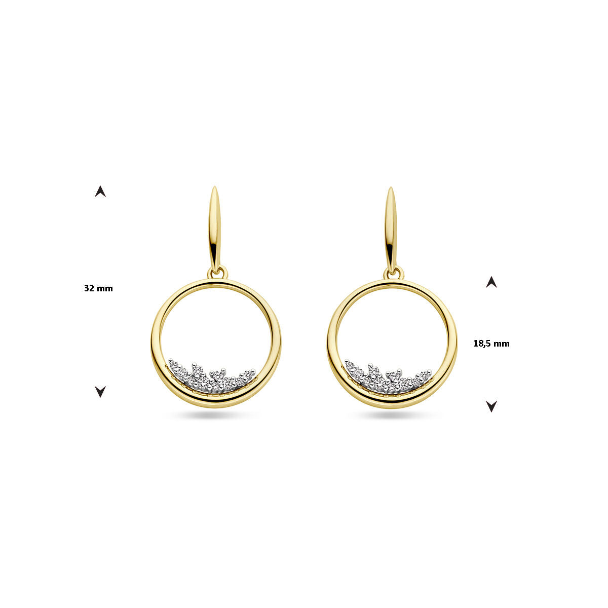 kolczyki okrągłe diament 0.23ct (2x 0.115ct) h si 14K bicolor złoto żółte/białe