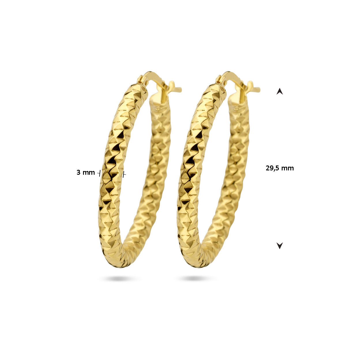 kolczyki koła 3,0 mm okrągła rura diamentowana 1 mikron srebro pozłacane (żółte)