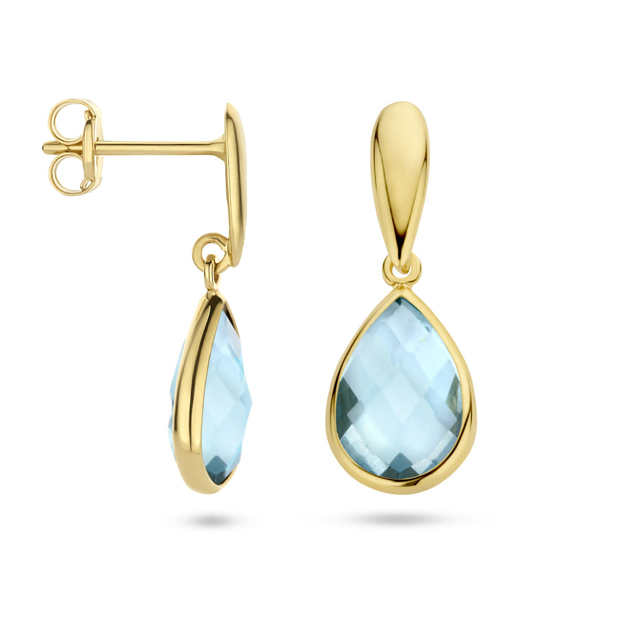 kolczyki niebieski topaz 14K żółte złoto