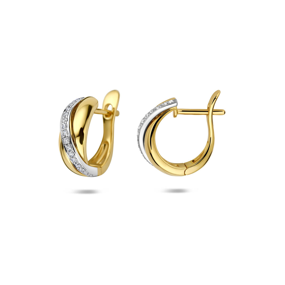 14k Bicolor kolczyki koła z diamentem