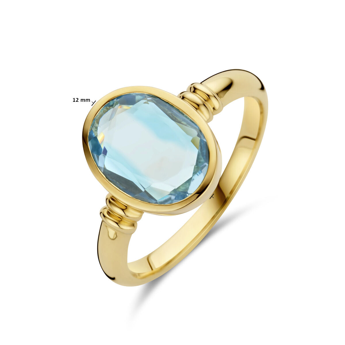 pierścionek niebieski topaz 14K żółte złoto