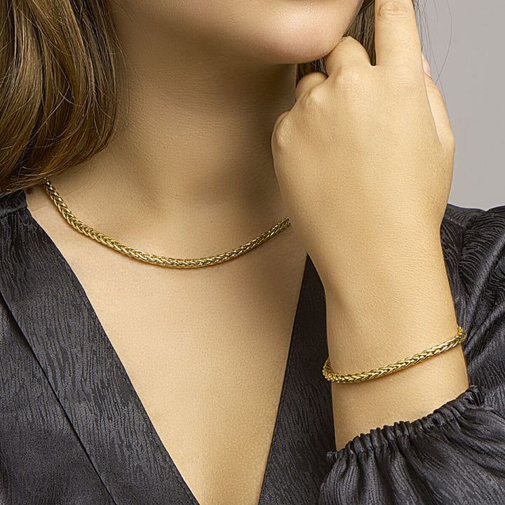 armband vossestaart 4,0 mm 19 cm Zilgold (geelgoud met zilverkern)