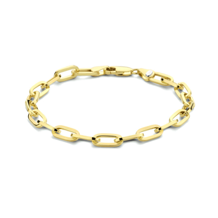 armband paperclip plat massief 5,0 mm 19 cm Zilgold (geelgoud met zilverkern)