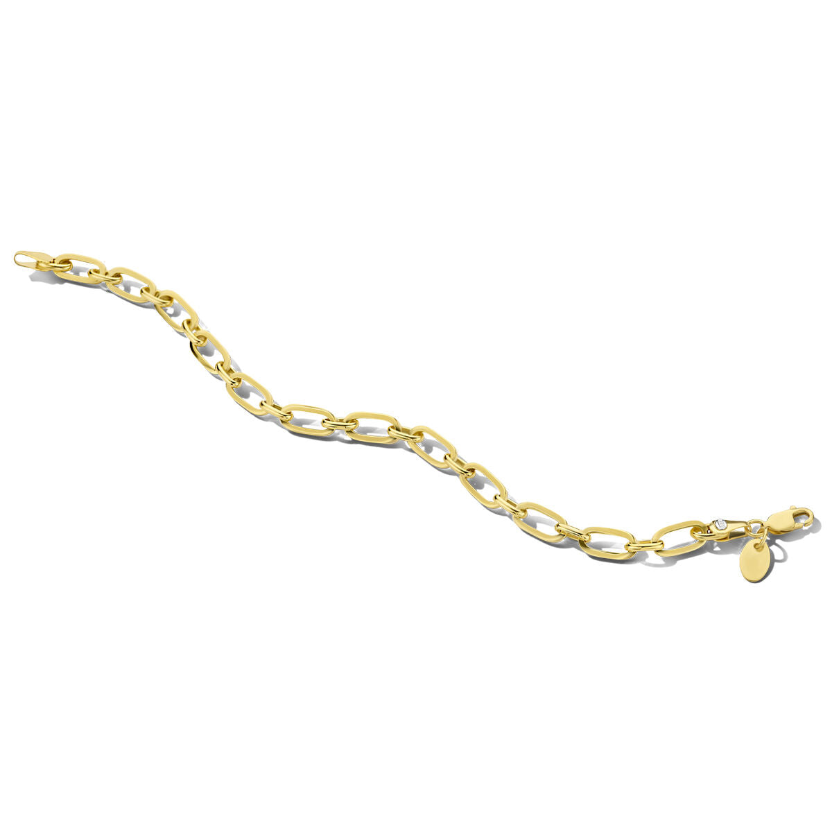 Bransoletka anker z żółtego złota z srebrnym rdzeniem, długość 19 cm, szerokość ogniw 5,5 mm.
