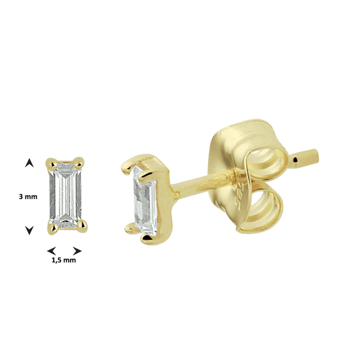 kolczyki wkrętki cyrkonia 14K żółte złoto