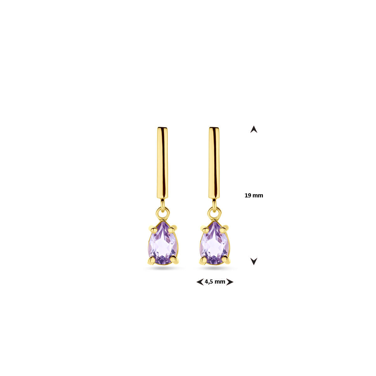 kolczyki ametyst 19 mm 14K żółte złoto