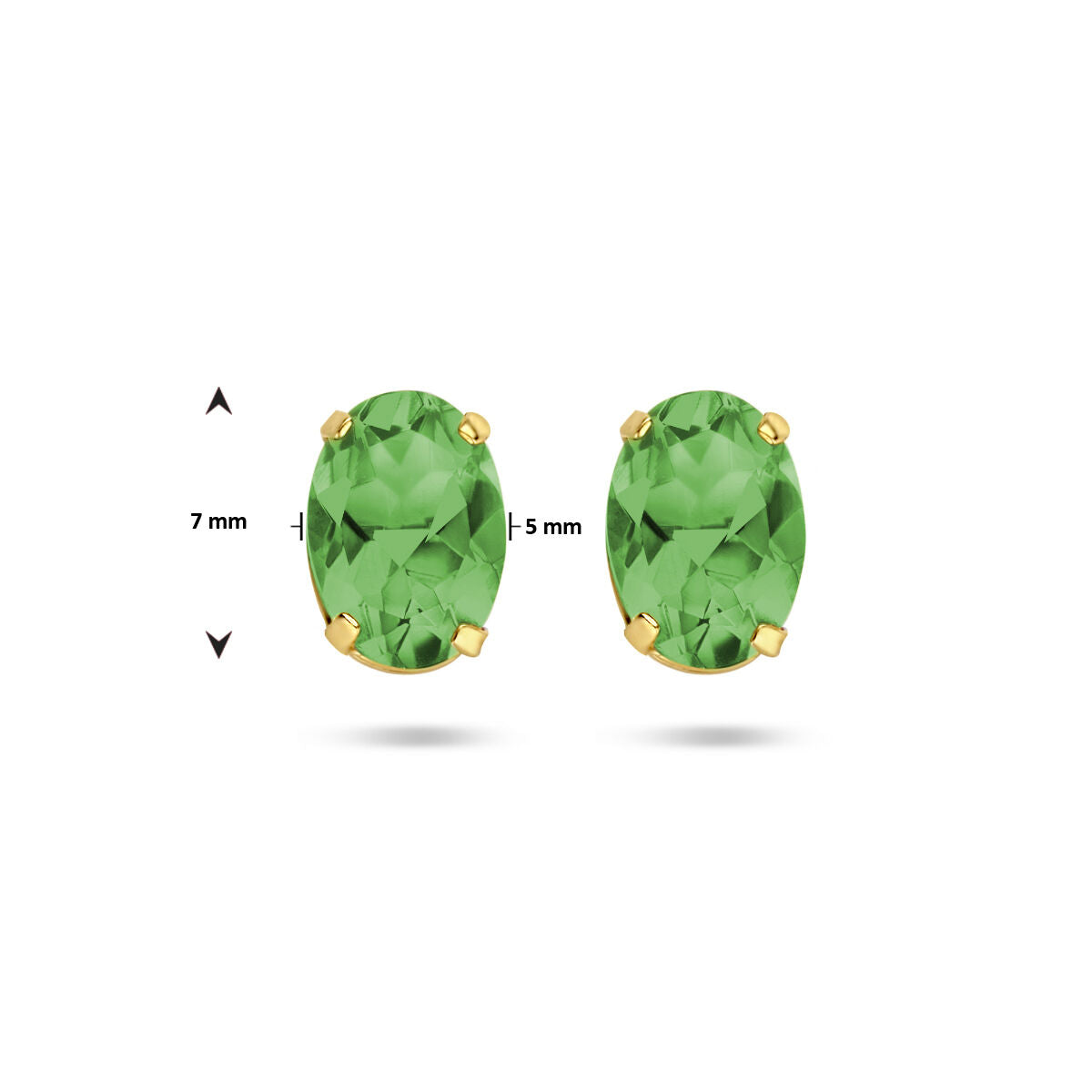 kolczyki wkrętki zielony agat 14K żółte złoto