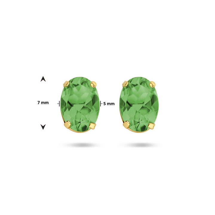 oorknoppen groen agaat 14K geelgoud
