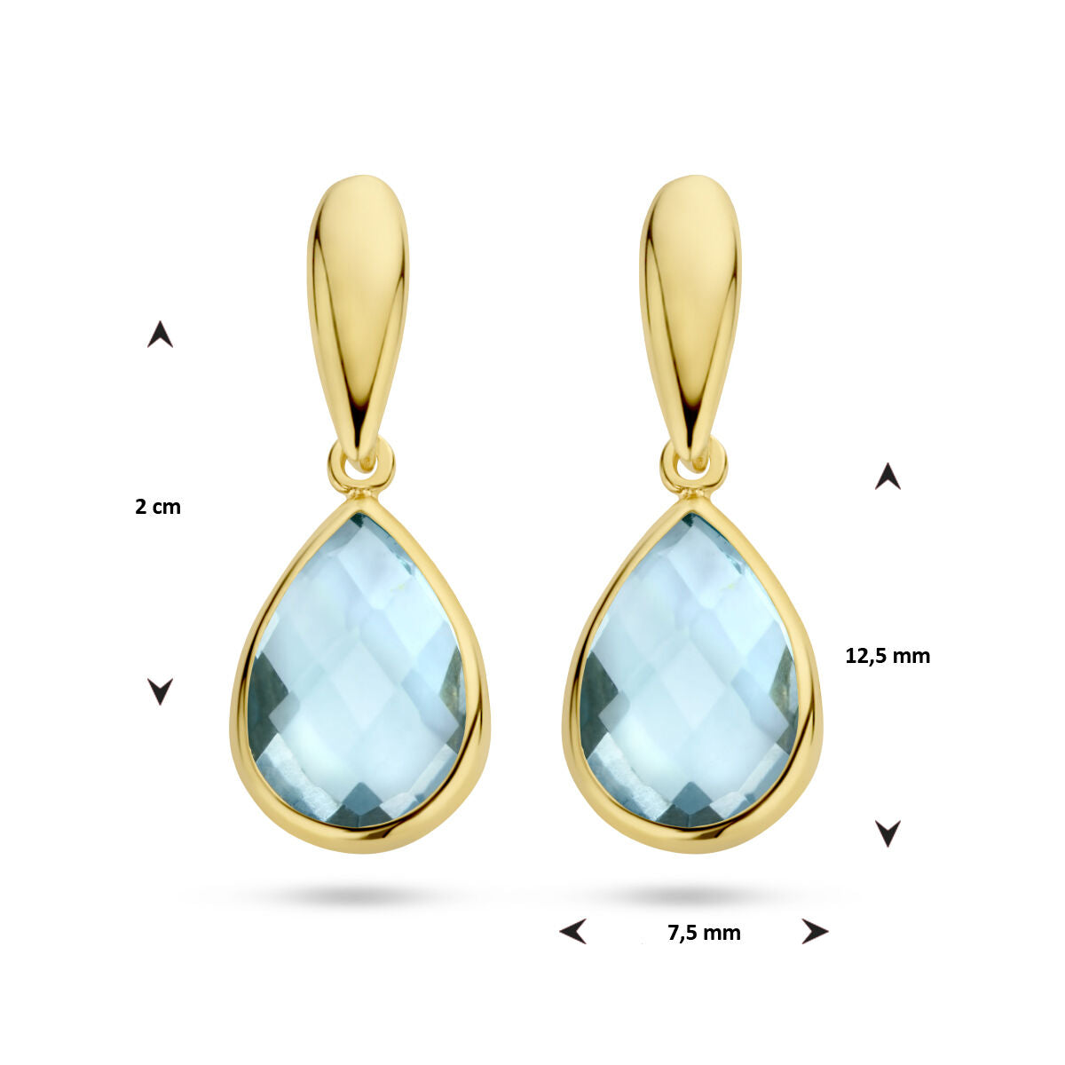 kolczyki niebieski topaz 14K żółte złoto