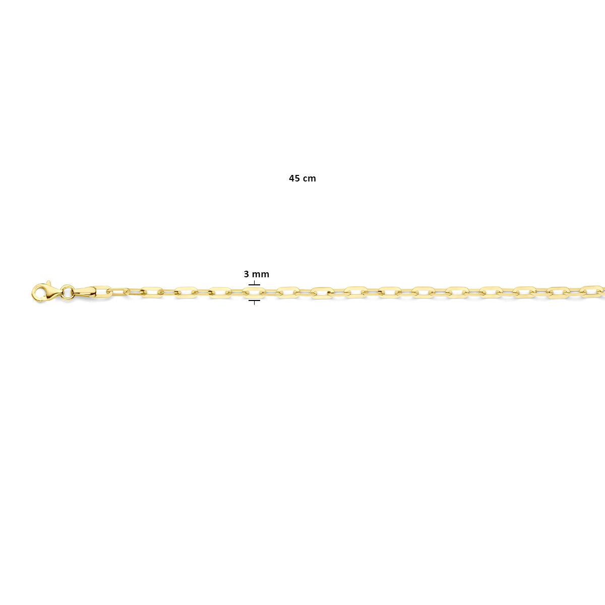 Kolekcja Van der Kooij - naszyjnik paperclip 3 mm 45 cm 14K żółte złoto