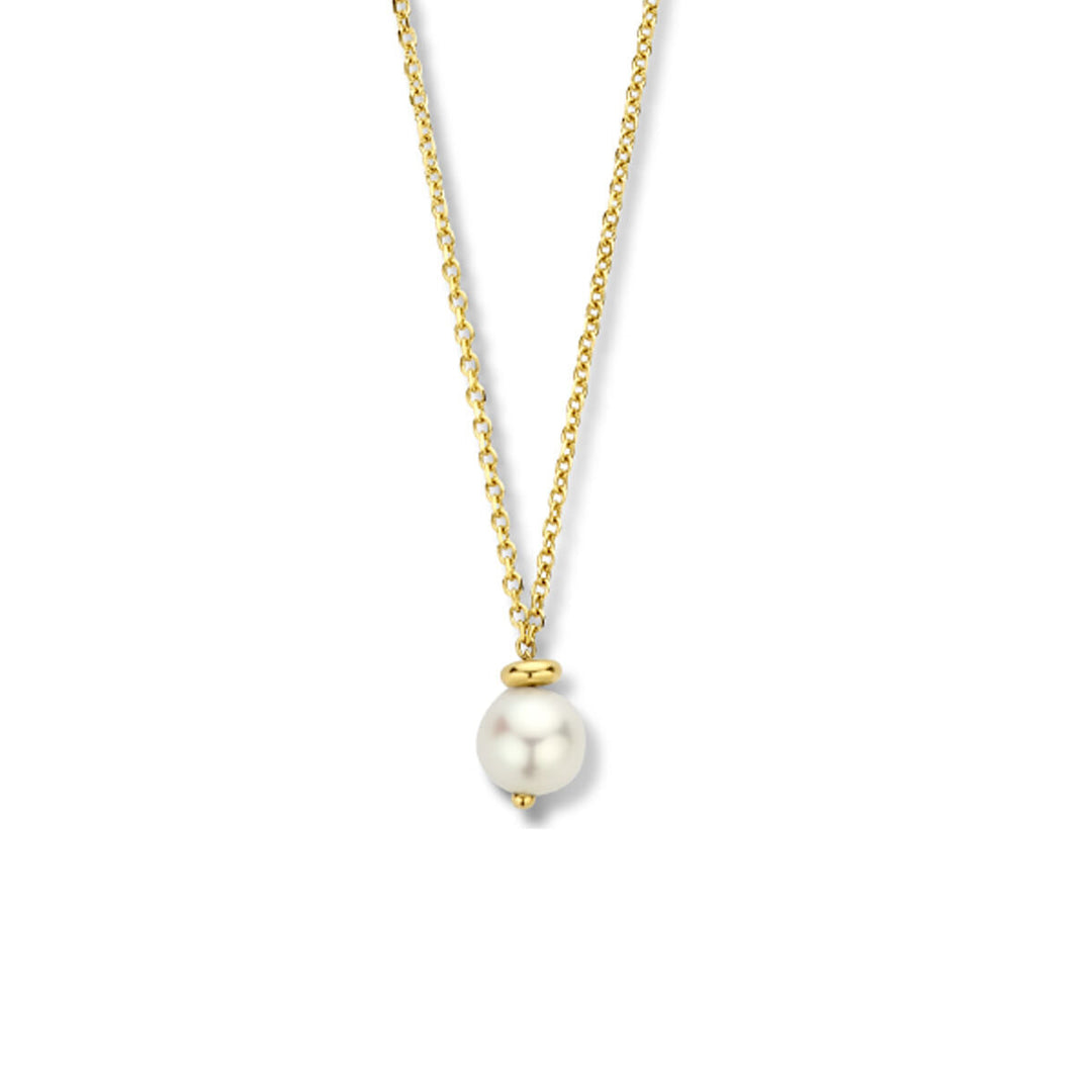 Gouden dames ketting parel 14K