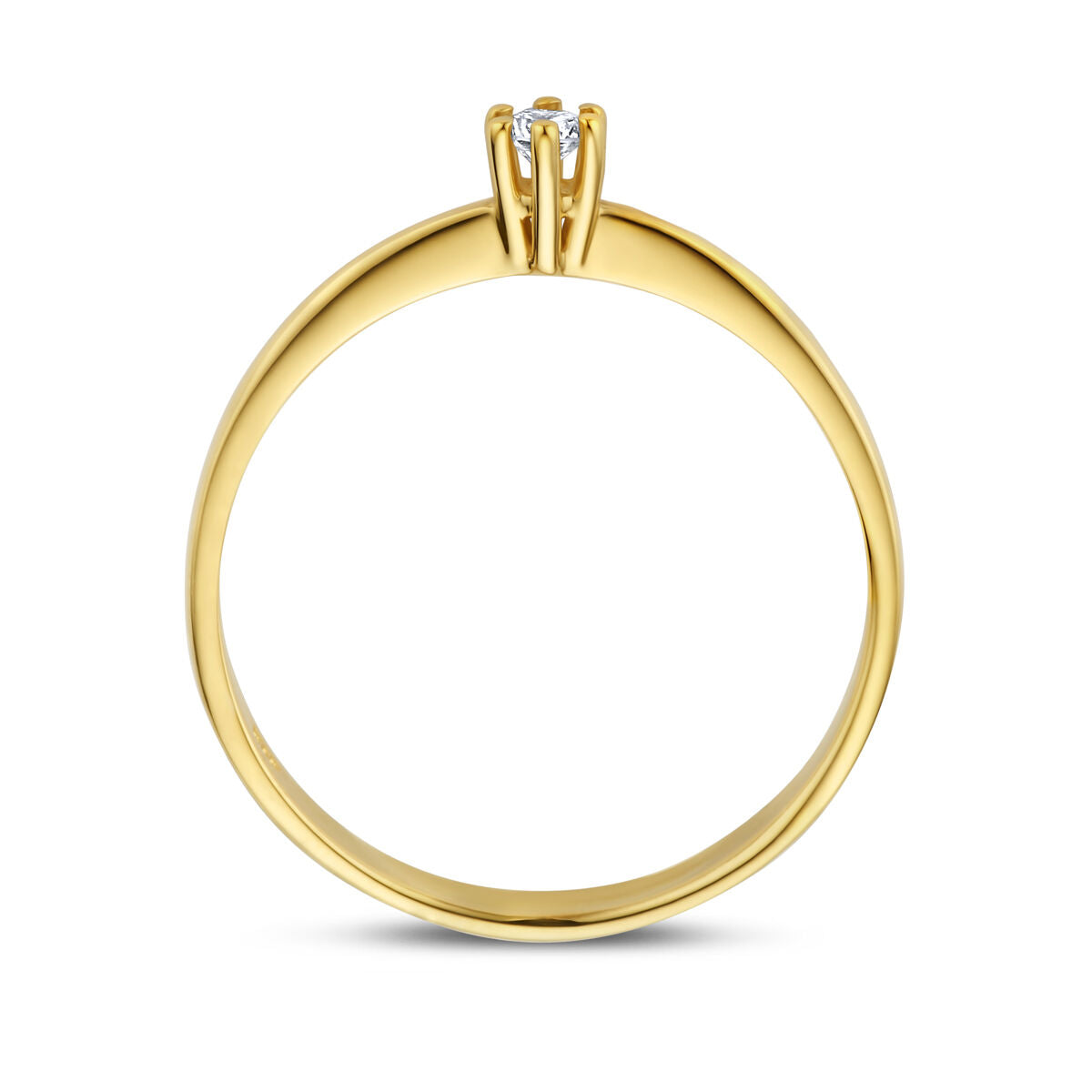 pierścionek diament 0.05ct h si 14K żółte złoto