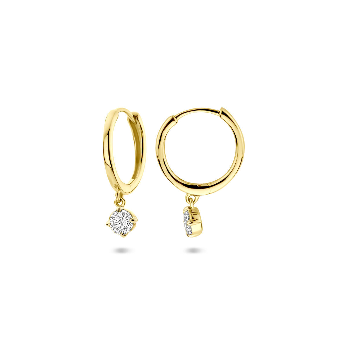 klapoświnki diament lab grown 0.25ct (2x 0.125ct) h si 18 mm 14K żółte złoto