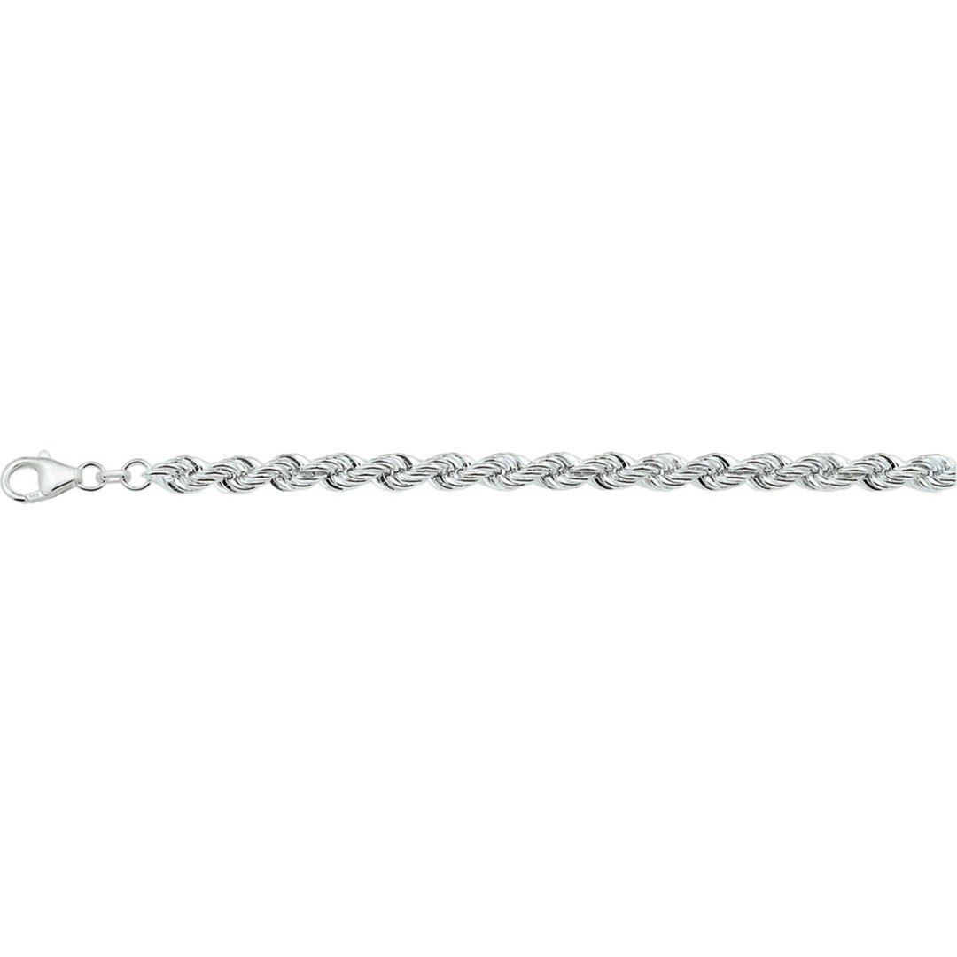 armband koord massief 5,5 mm 19 cm zilver gerhodineerd