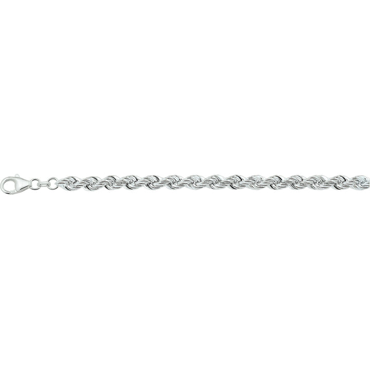 armband koord massief 5,5 mm 19 cm zilver gerhodineerd