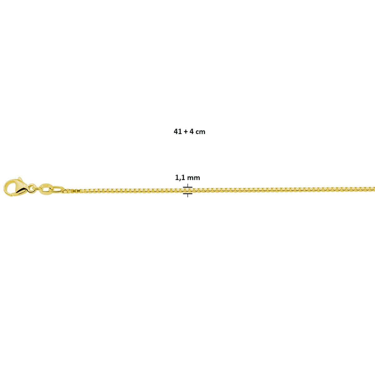 naszyjnik wenecki 1,1 mm 41 + 4 cm 3 mikron srebro pozłacane (żółte)