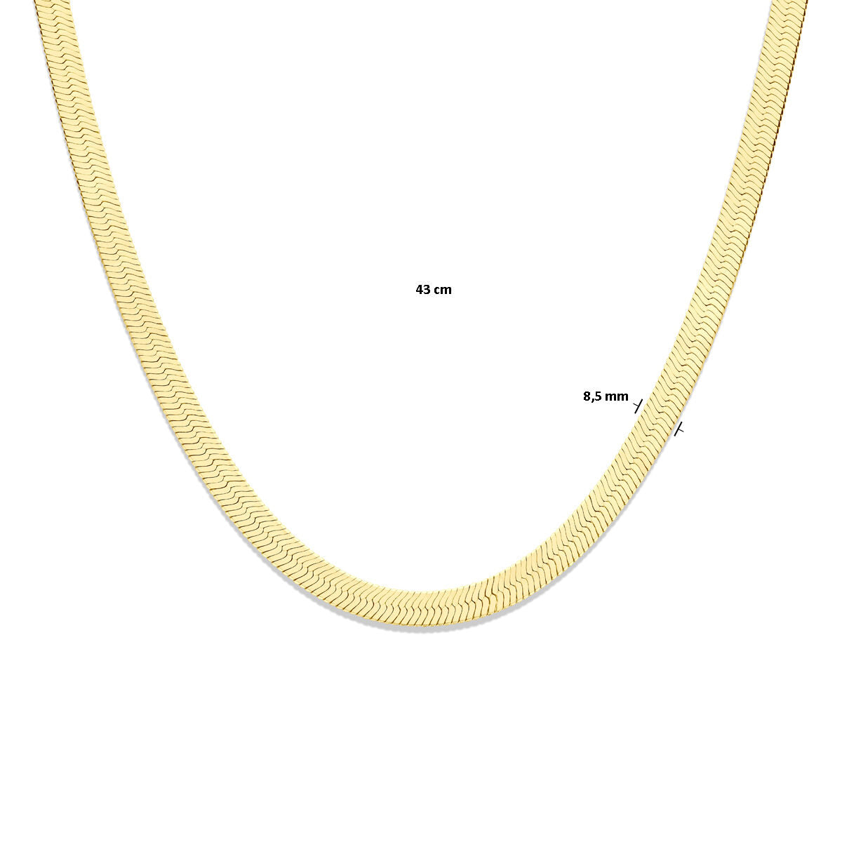 naszyjnik wąż płaski 8,5 mm 43 cm 3 mikrony srebro pozłacany (żółte)