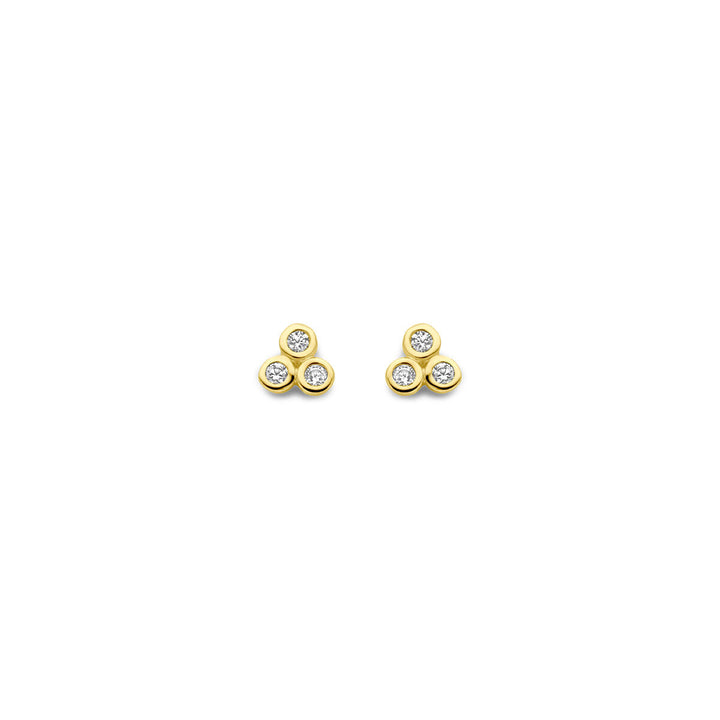 oorknoppen zirkonia 3 mm 14K geelgoud