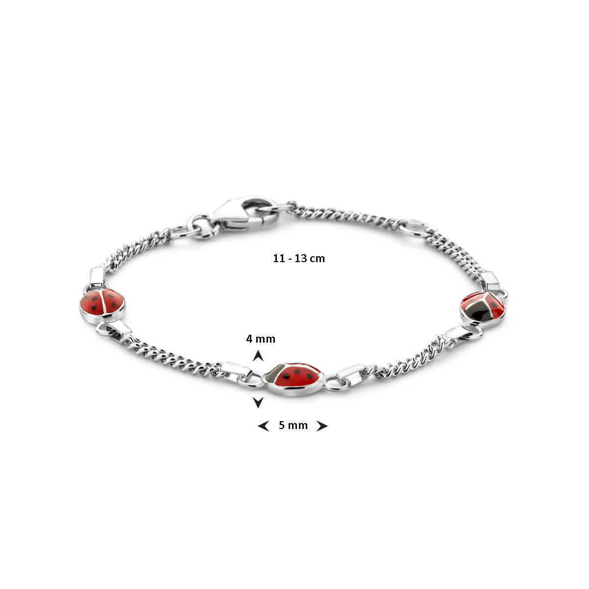 bransoletka biedronka 11 - 13 cm srebro rodowane