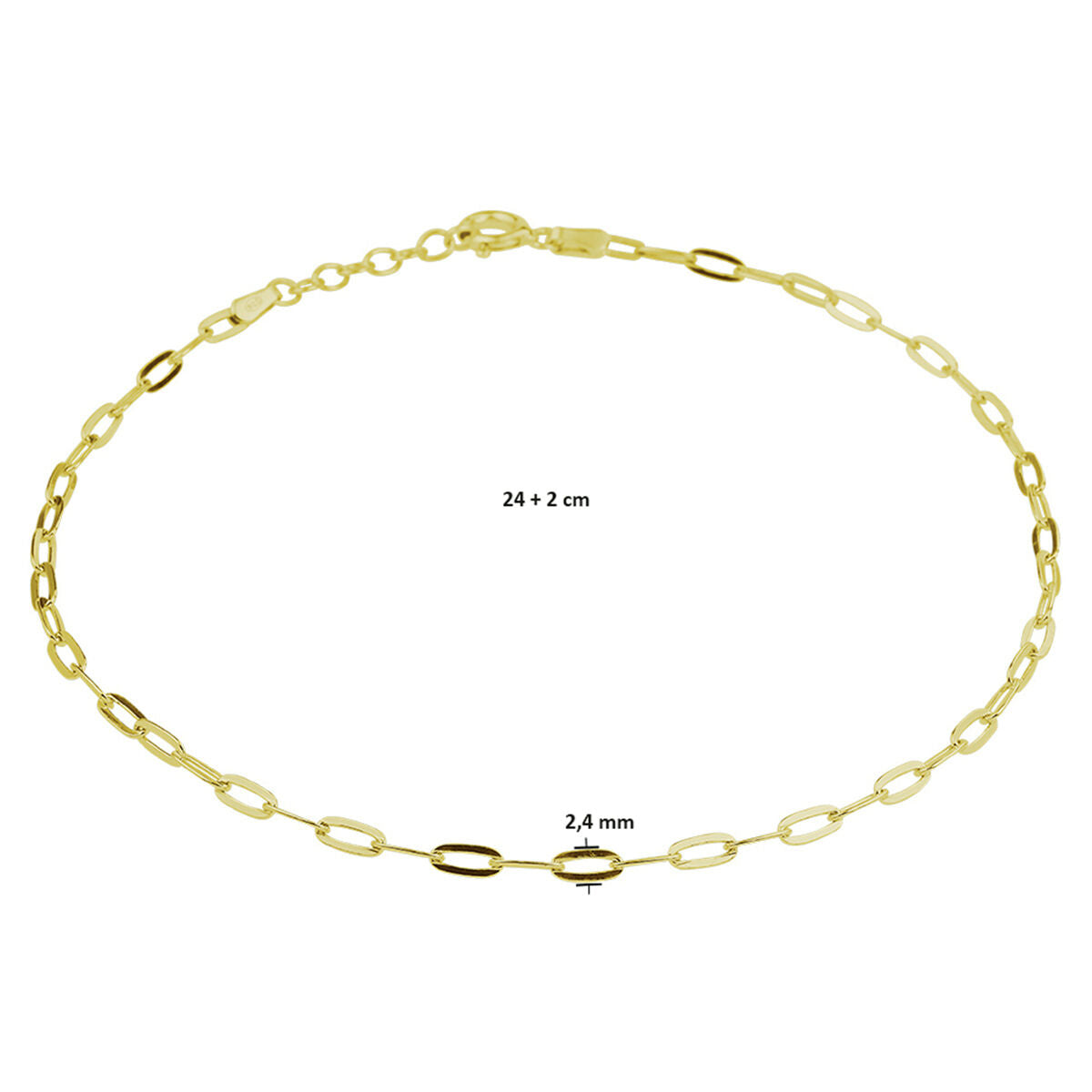 anklet kotwica 2,4 mm 24 + 2 cm 3 mikron srebro pozłacany (żółte)