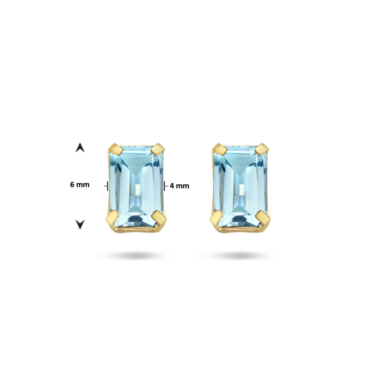 kolczyki wkrętki niebieski topaz 14K żółte złoto