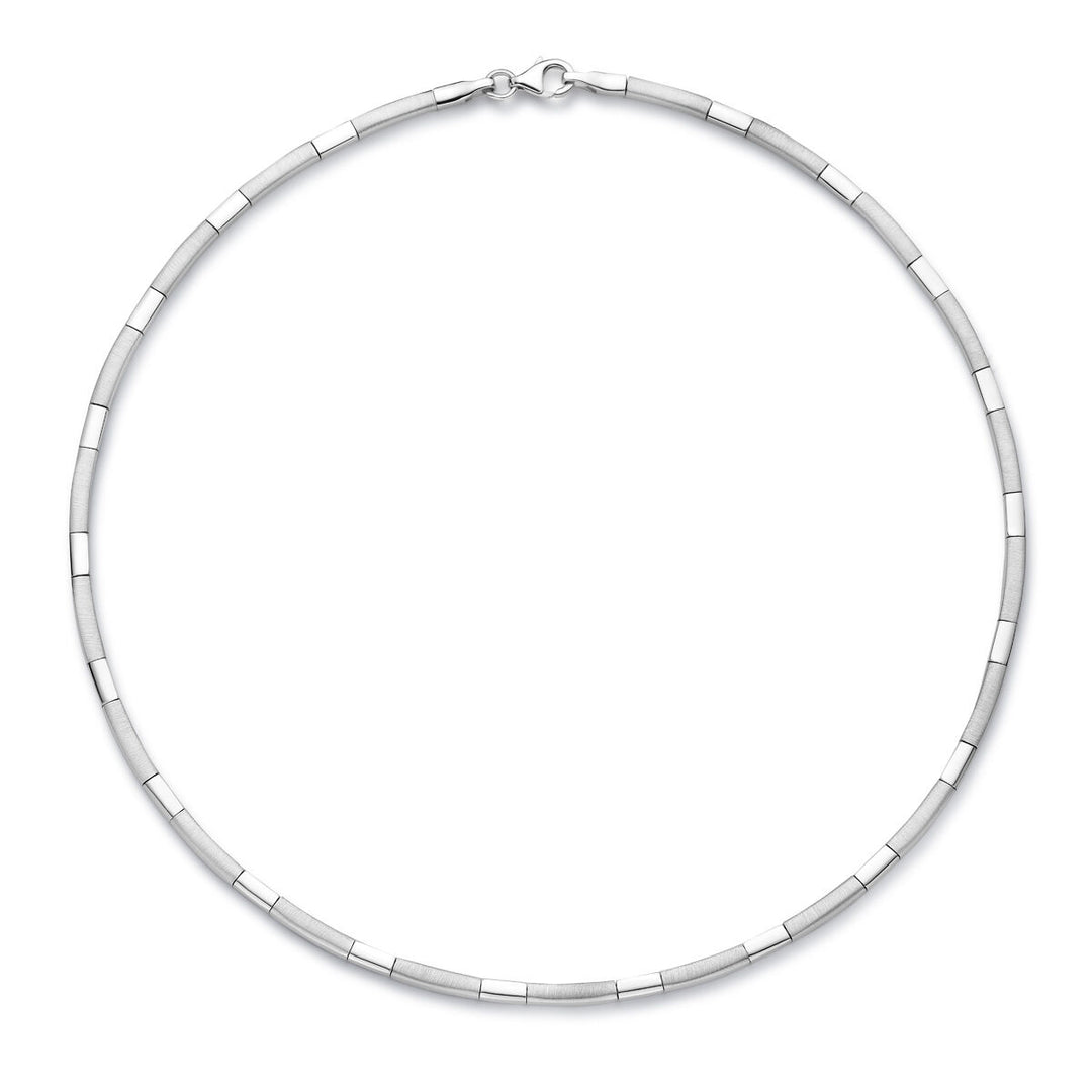 collier choker 3,3 mm 43 cm poli/mat zilver gerhodineerd