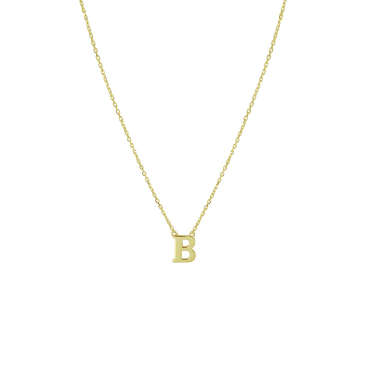 De Gouden dames ketting letter 14K van Van der Kooij Collectie: een 14k geelgouden anker collier met centrale gepersonaliseerde letterhanger, perfect cadeau voor dames en stijlvol gepresenteerd tegen een witte achtergrond.