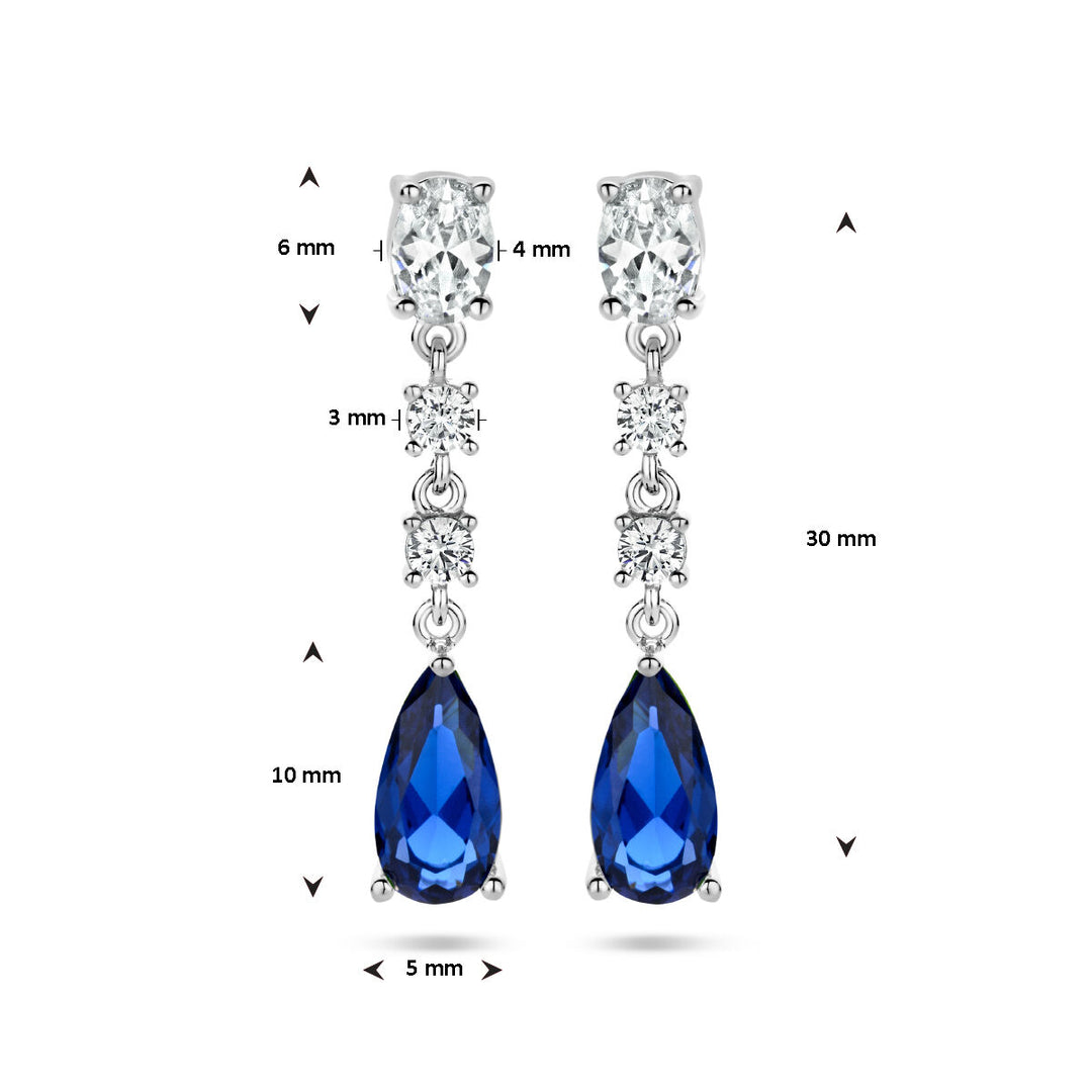 oorhangers saffierkleurig zirkonia zilver gerhodineerd