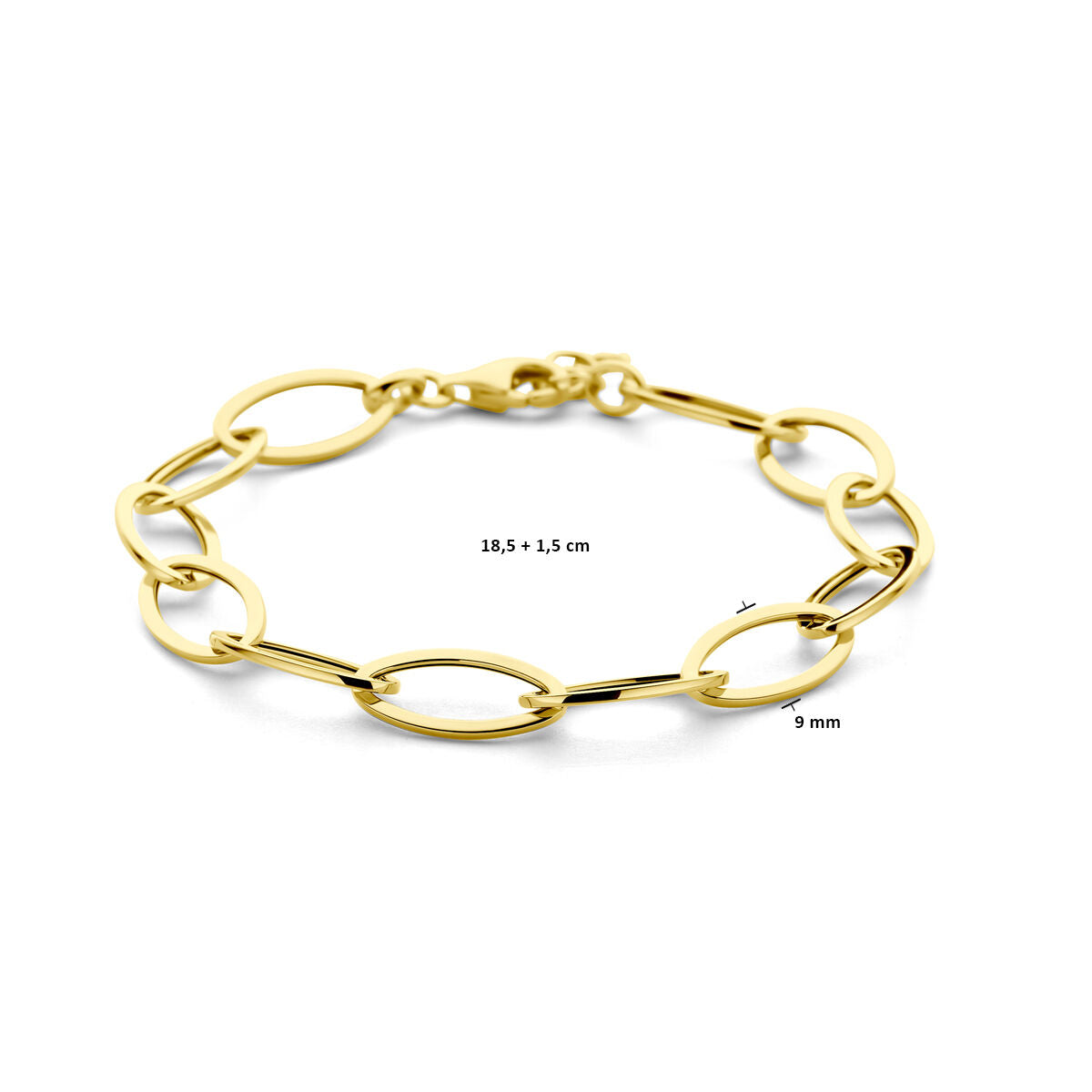 bransoletka 9 mm 18,5 + 1,5 cm 14K żółte złoto