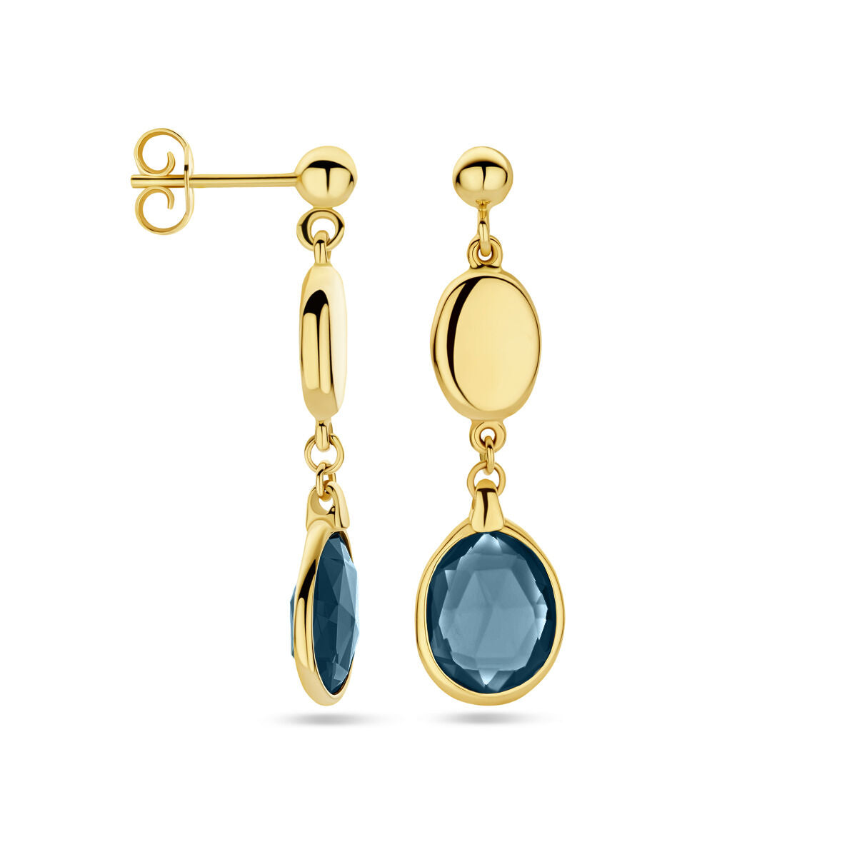 kolczyki london blue topaz 36 mm 14K żółte złoto