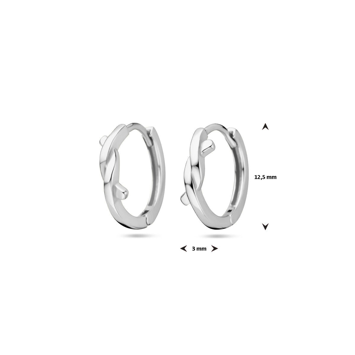 kolczyki koła 12,5 mm srebro rodowane