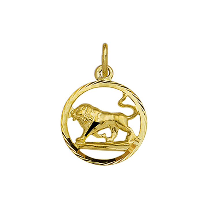 De Van der Kooij Collectie hanger sterrenbeeld gediamanteerd 14K geelgoud is een uniseks sieraad met een cirkelvormig ontwerp, voorzien van een gedetailleerde leeuw en handige ophanglus voor eenvoudige bevestiging aan je ketting.