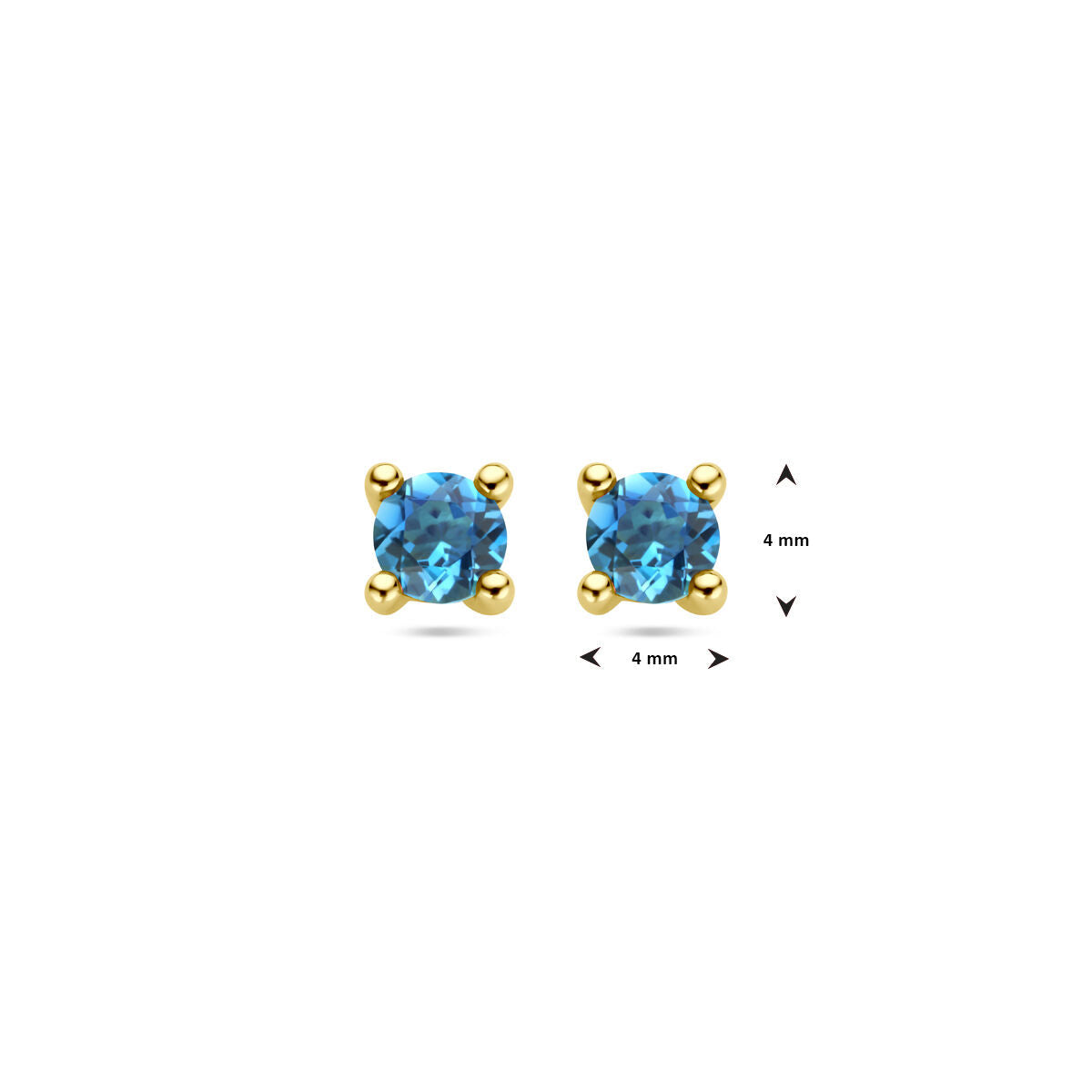 kolczyki wkrętki london blue topaz 14K żółte złoto