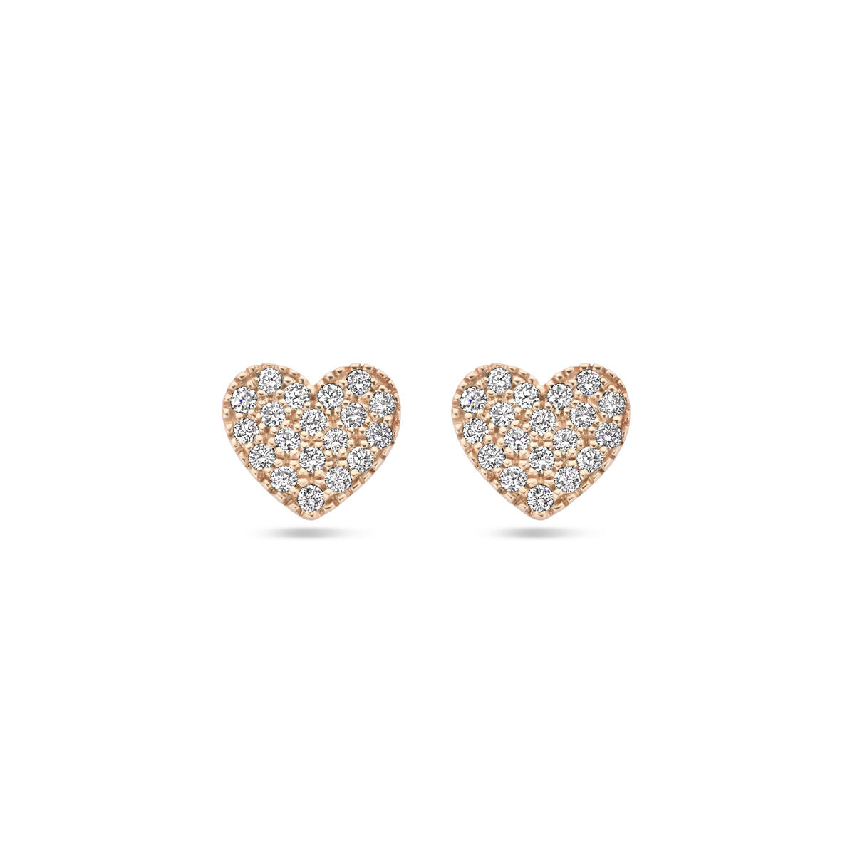 kolczyki wkrętki serce diament 0.11ct (2x 0.055ct) h si 14K różowe złoto
