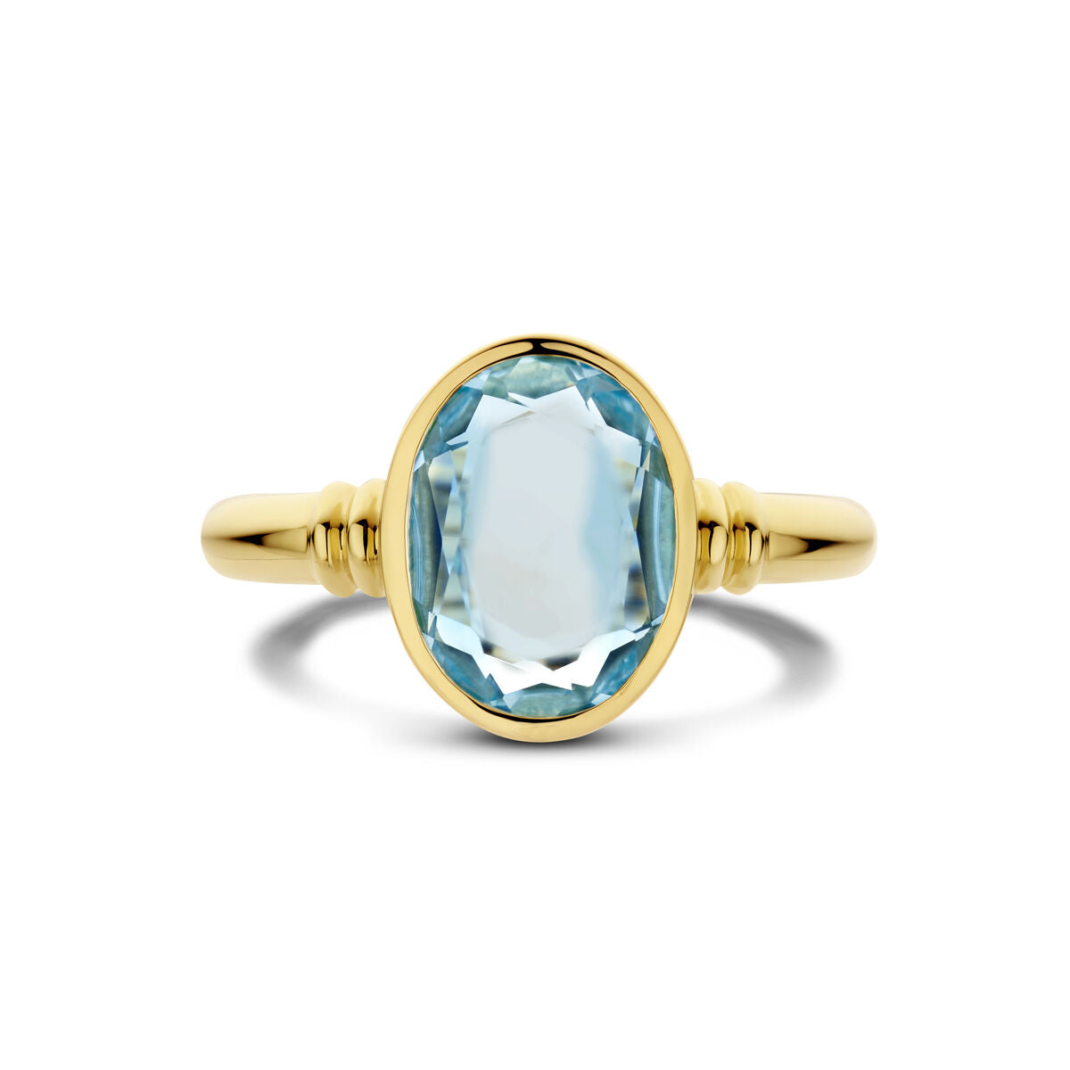 pierścionek niebieski topaz 14K żółte złoto