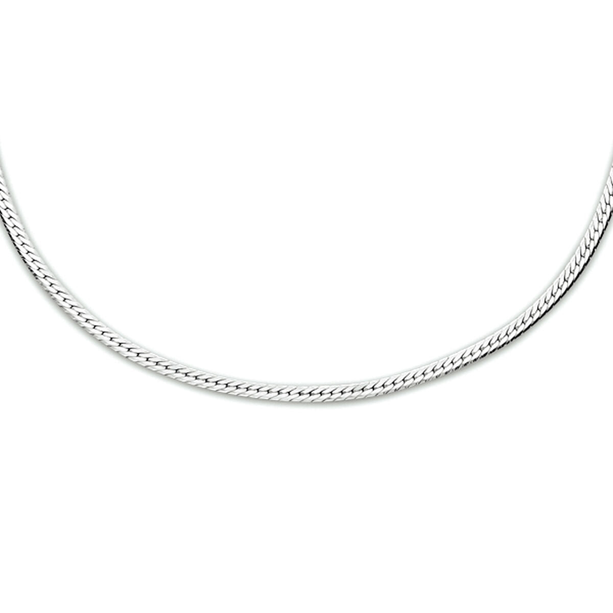 srebrny naszyjnik w kształcie węża o szerokości 1,7 mm, długość 40 + 5 cm, z rhodium.
