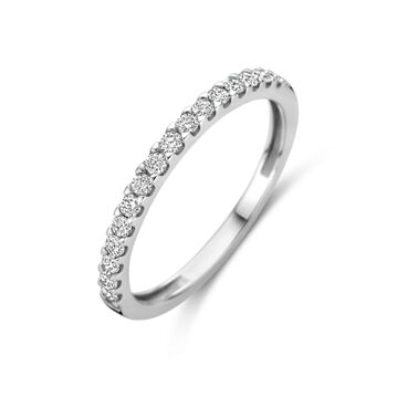 Srebrny pierścionek z lab-grown diamentami o łącznej wadze 0,25 ct w oprawie z 14K białego złota.
