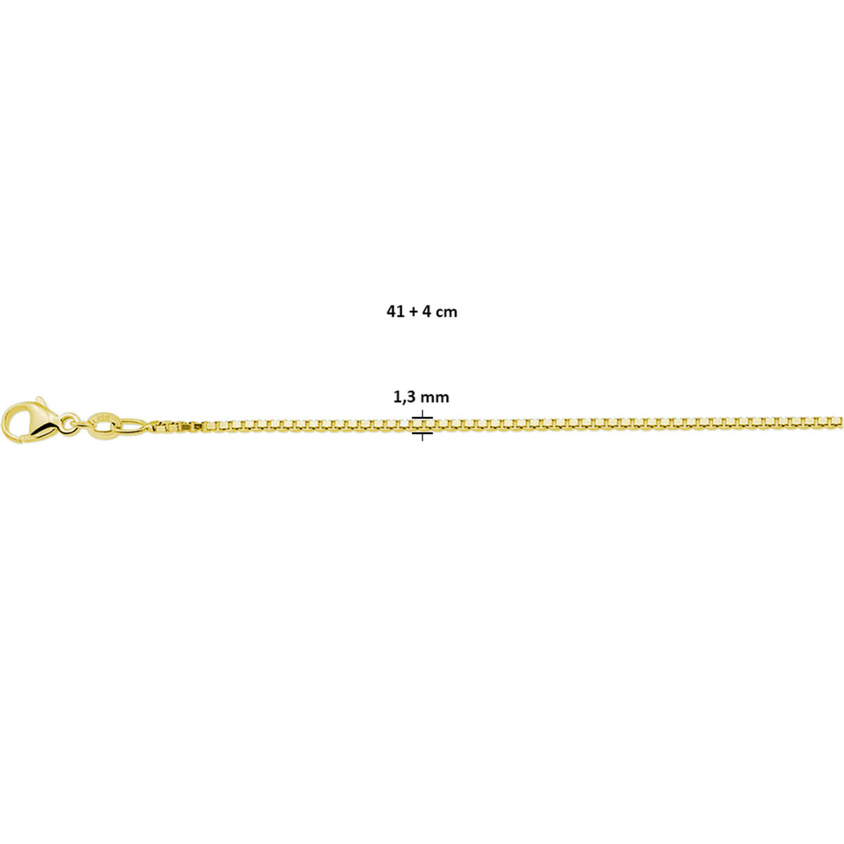 naszyjnik wenecki 1,3 mm 41 + 4 cm 3 mikron srebro pozłacany (żółte)