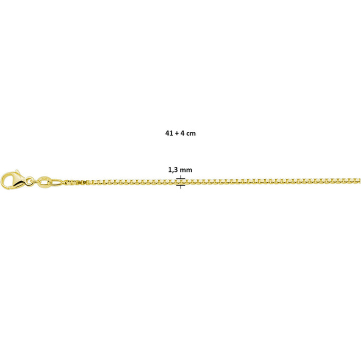 collier venetiaans 1,3 mm 41 + 4 cm 3 micron zilver verguld (geel)