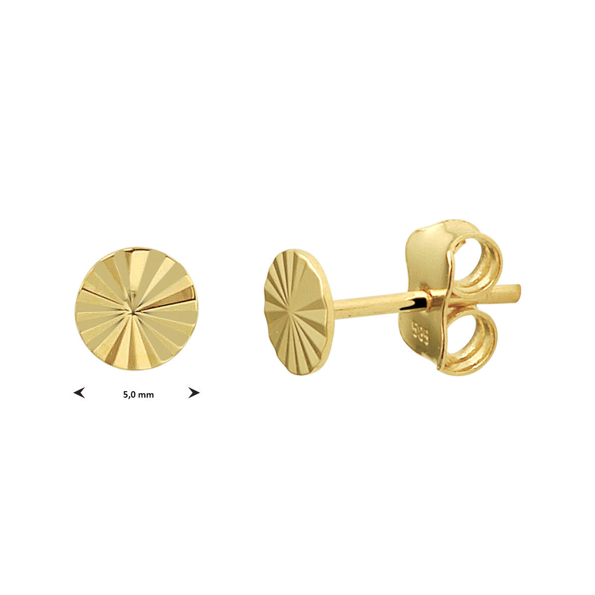 kolczyki wkrętki okrągłe z diamentami 14K żółte złoto