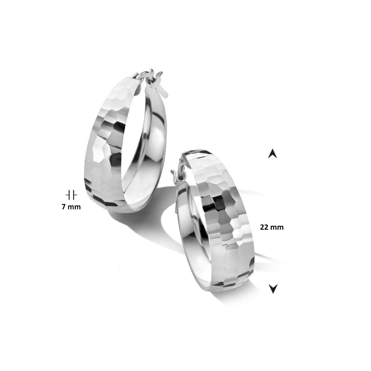 kolczyki koła z diamentami 7,0 mm srebro rodowane