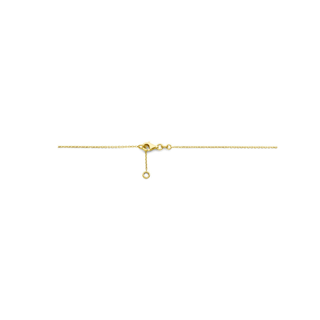Gouden dames ketting roze opaal en robijn 14K