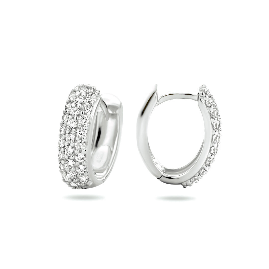 klapoorringen zirkonia 14K witgoud