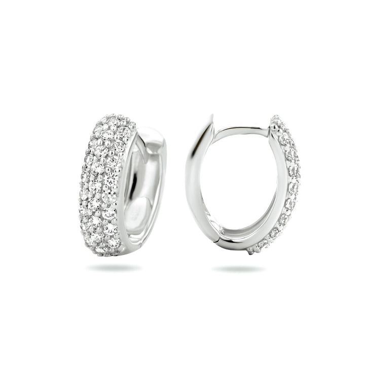 klapoorringen zirkonia 14K witgoud