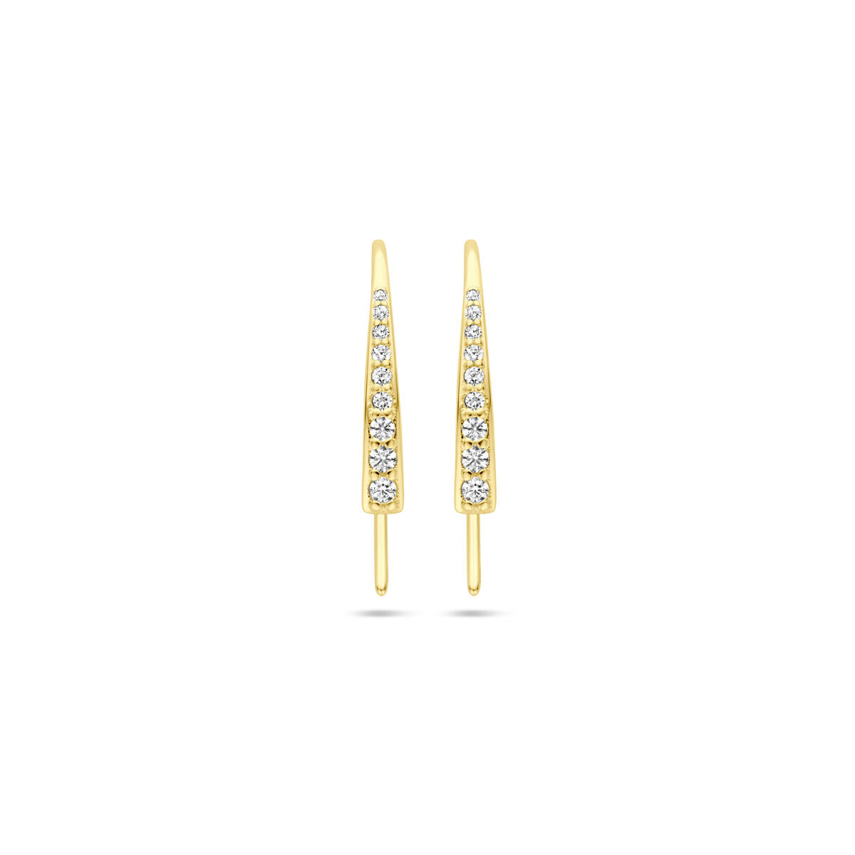 kolczyki z 14K żółtego złota z diamentami, o długości 21 mm, w kształcie smukłych słupków