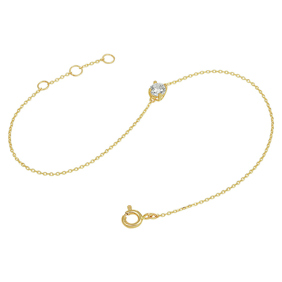 Van der Kooij Collectie Gouden armband dames zirkonia 14K: verfijnde 14k geelgouden armband met een kleine, peervormige zirkonia centraal en verstelbare sluiting voor perfecte pasvorm.